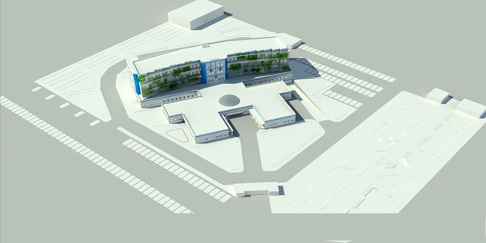 پروژه بیمارستان ۱۰۰ تخت خوابه به همراه (نقشه اتوکد، رندر، پوستر و PSD لایه‌باز)